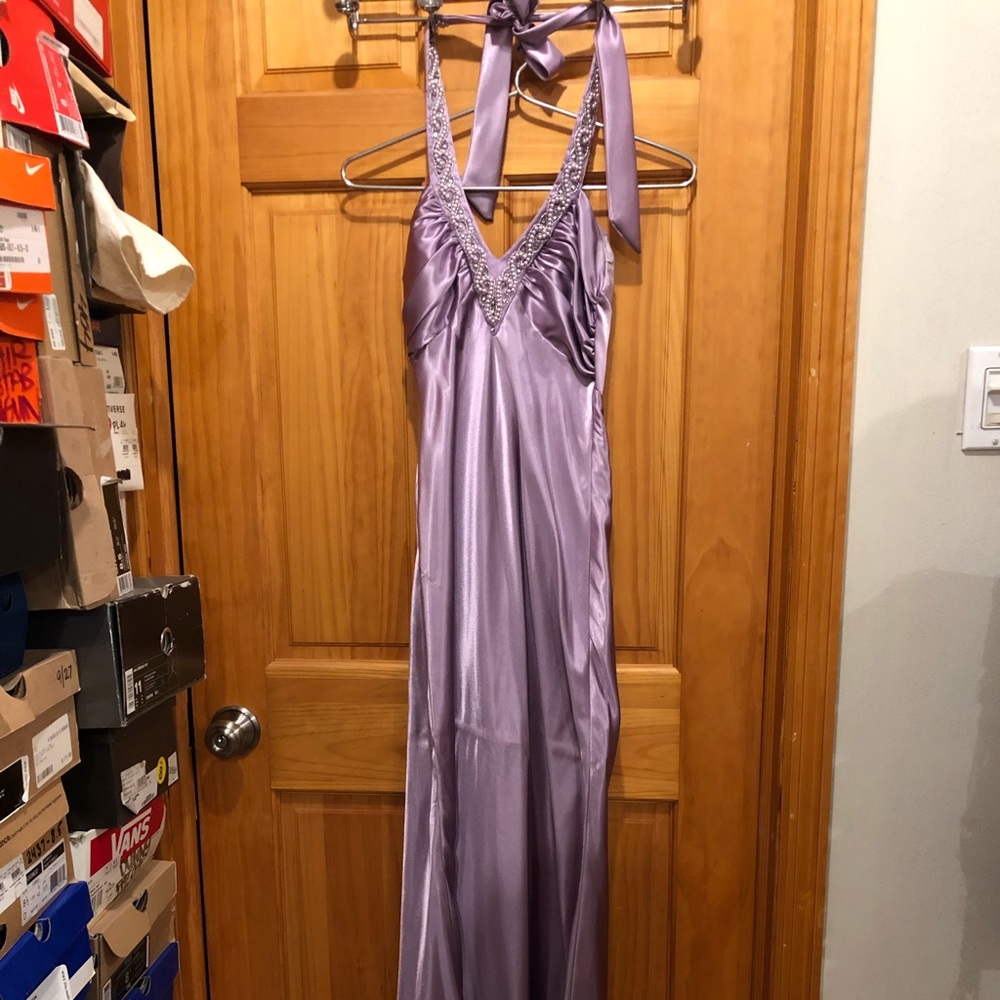 Purple satin dress